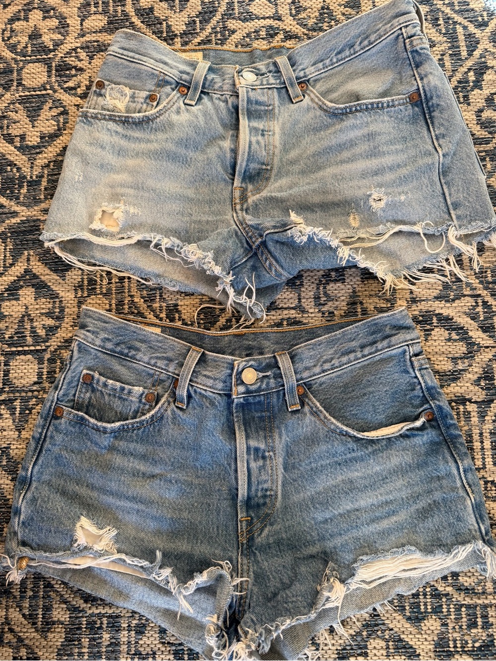2 pairs Levi’s cut off jean shorts 501s size 26 button fly #1